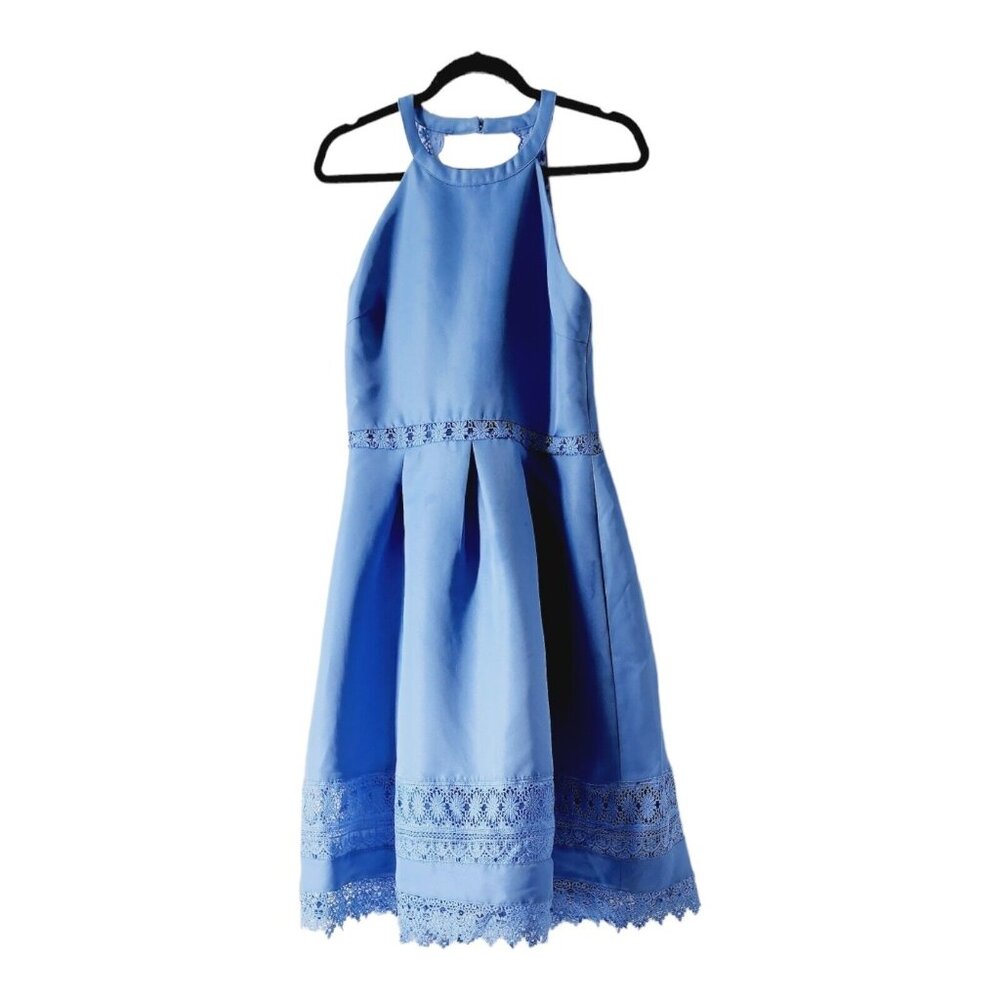 Chi Chi London Naila Halter Midi Dress Bridesmaid Prom Formal Baby Blue Size 10